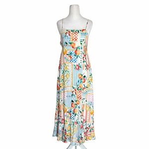 Paper Heart Sunburst Fruit Patchwork Maxi Dress Size XS Boho Italian Summer
